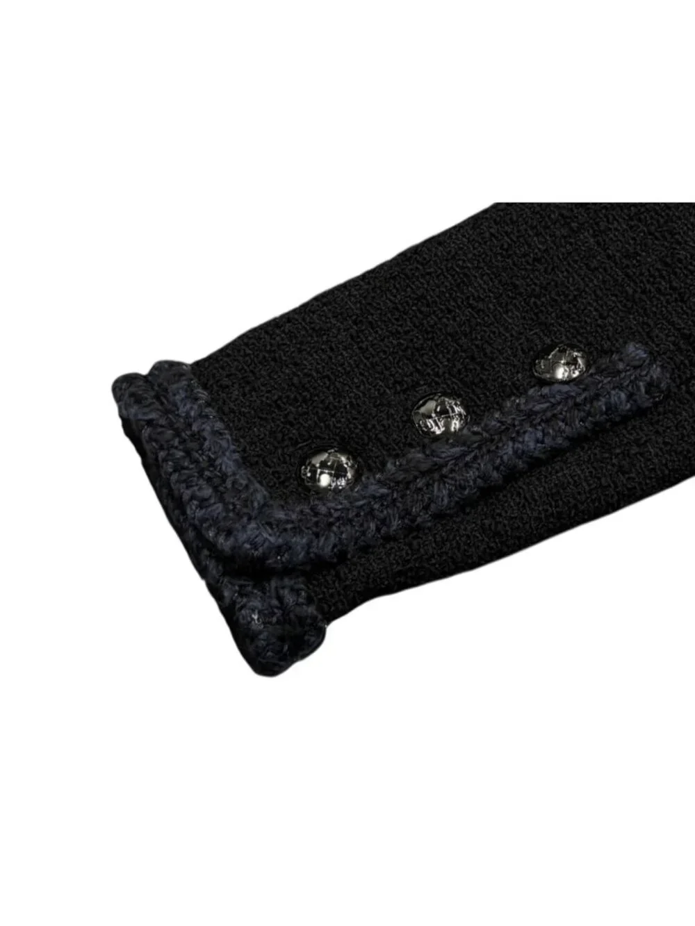 Chanel Tweed Jacket Sailor Color CC Logo Black White 36